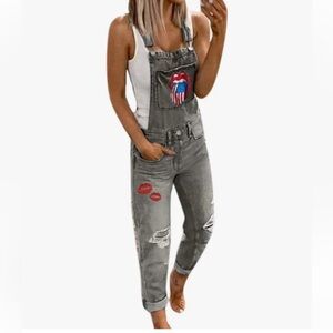 MISSLOOK Gray Overalls with Adjustable Straps and Classic Design USA tongue